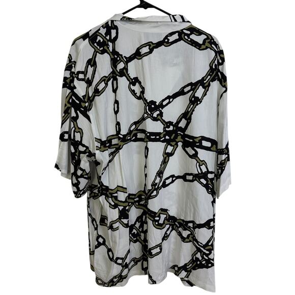 G59 Records Chained Shirt Mens 2XL White Short Sleeve Button Up Rap Rayon NWOT - Picture 2 of 11